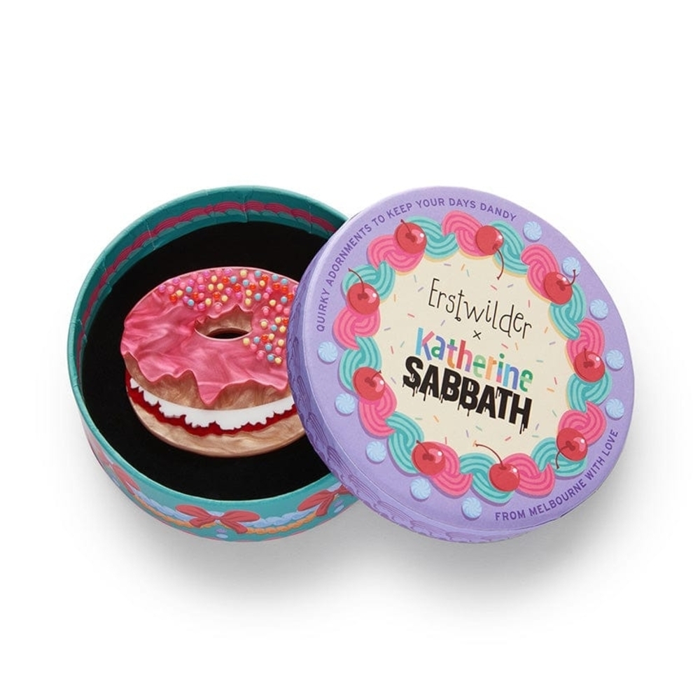 Erstwilder Pink Donut Brooch Cake
